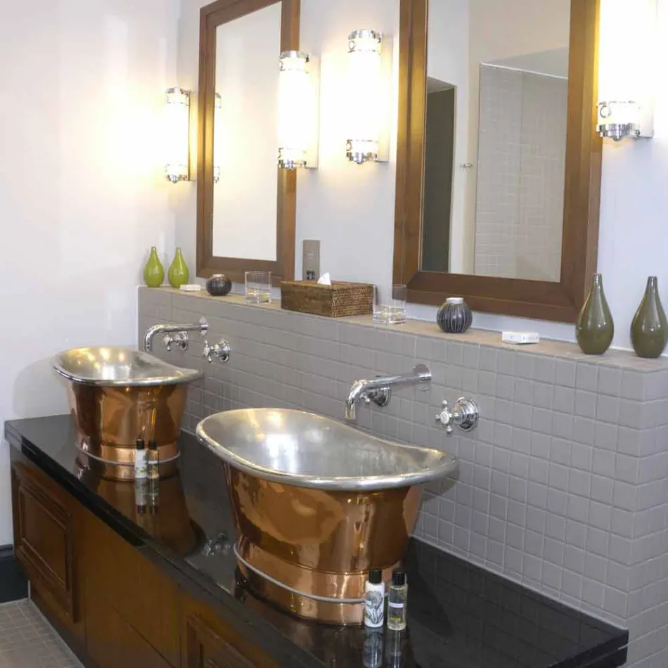 Évier salle de bain pour soutenir le cuivre et le fer blanc Cala Viadurini