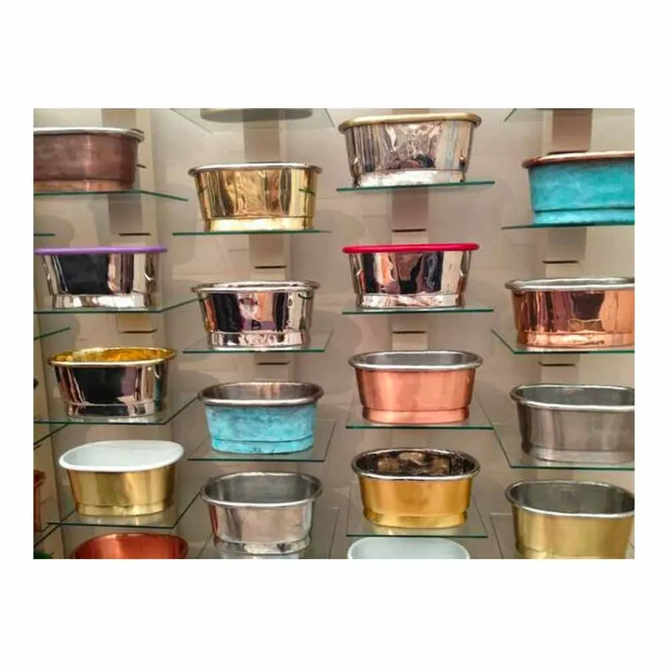 Évier salle de bain pour soutenir le cuivre et le fer blanc Cala Viadurini