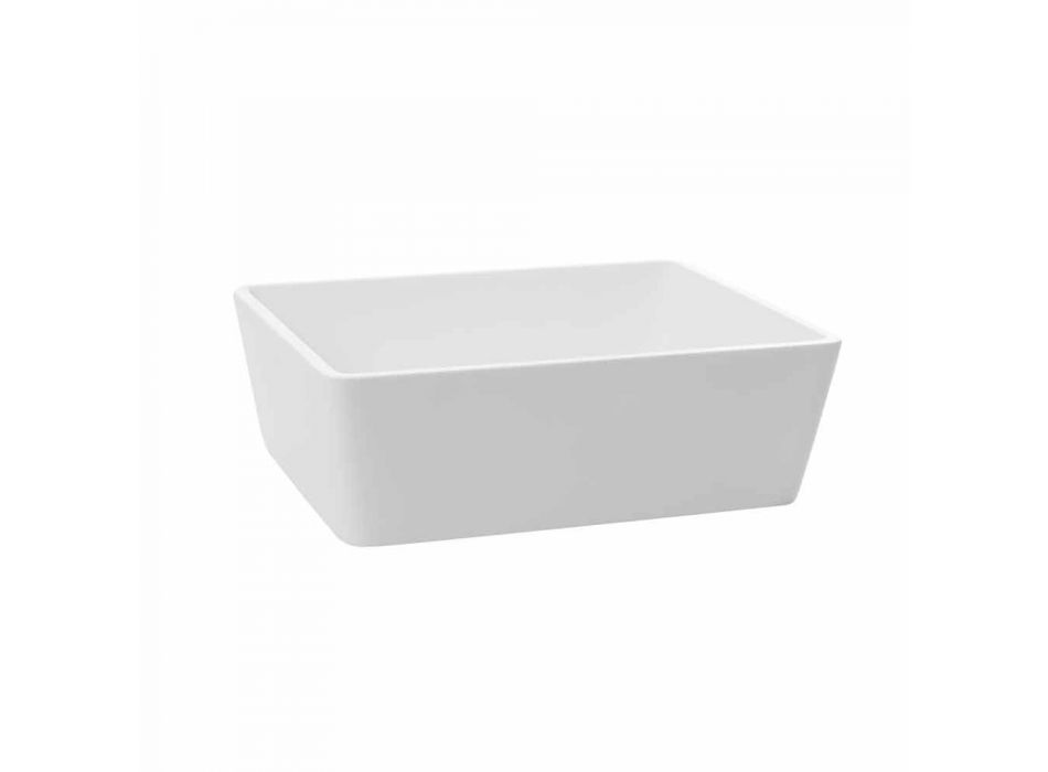 Lavabo de salle de bain à poser en surface solide blanc avec drain dissimulé - Sider Viadurini