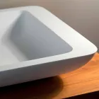 Lavabo à poser rectangulaire en Solid Surface Blanc - Albertina Viadurini