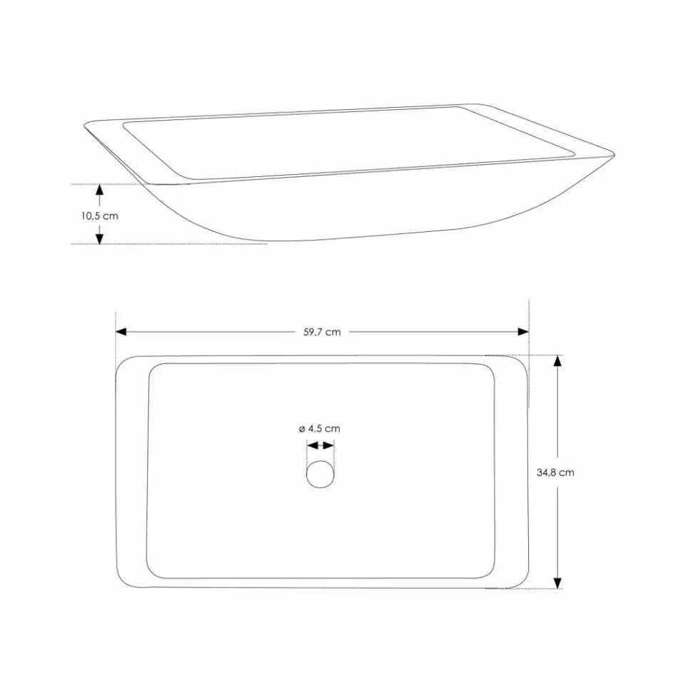 Lavabo à poser rectangulaire en Solid Surface Blanc - Albertina Viadurini
