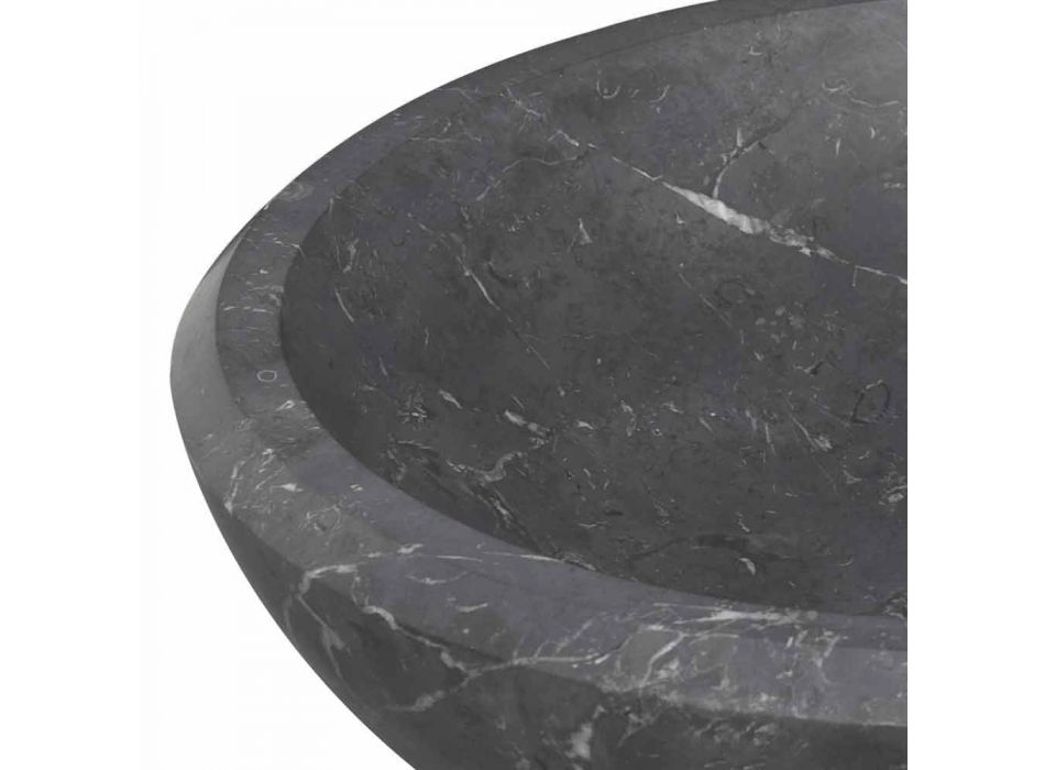 Lavabo rond de comptoir en marbre noir Marquinia fabriqué en Italie - Bernini Viadurini