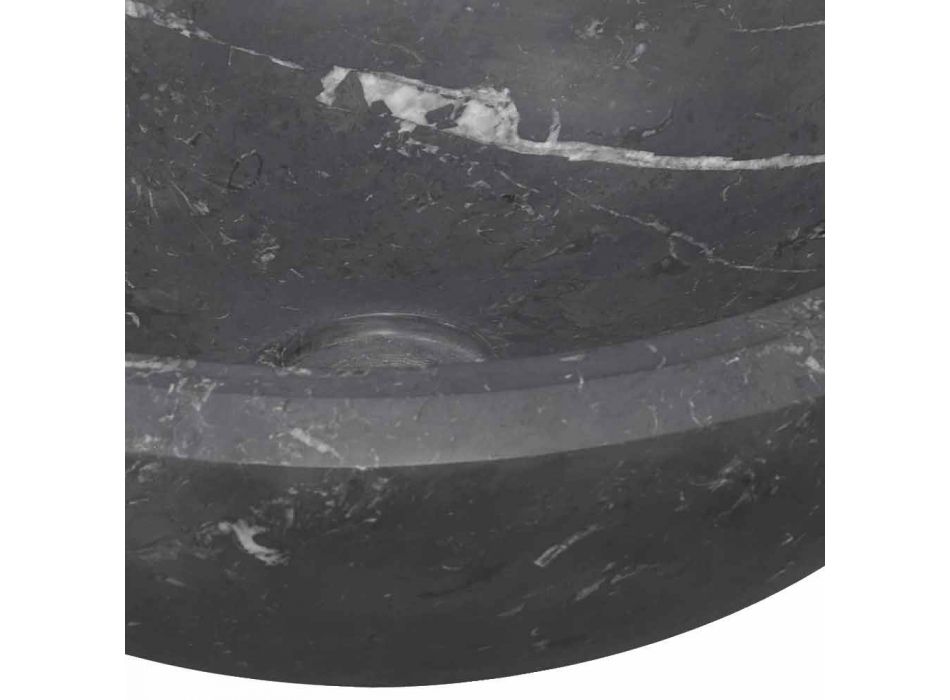 Lavabo rond de comptoir en marbre noir Marquinia fabriqué en Italie - Bernini Viadurini