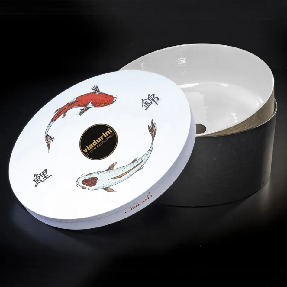 Lavabo de salle de bain design blanc en argile réfractaire fabriqué en Italie - Tatiana Viadurini