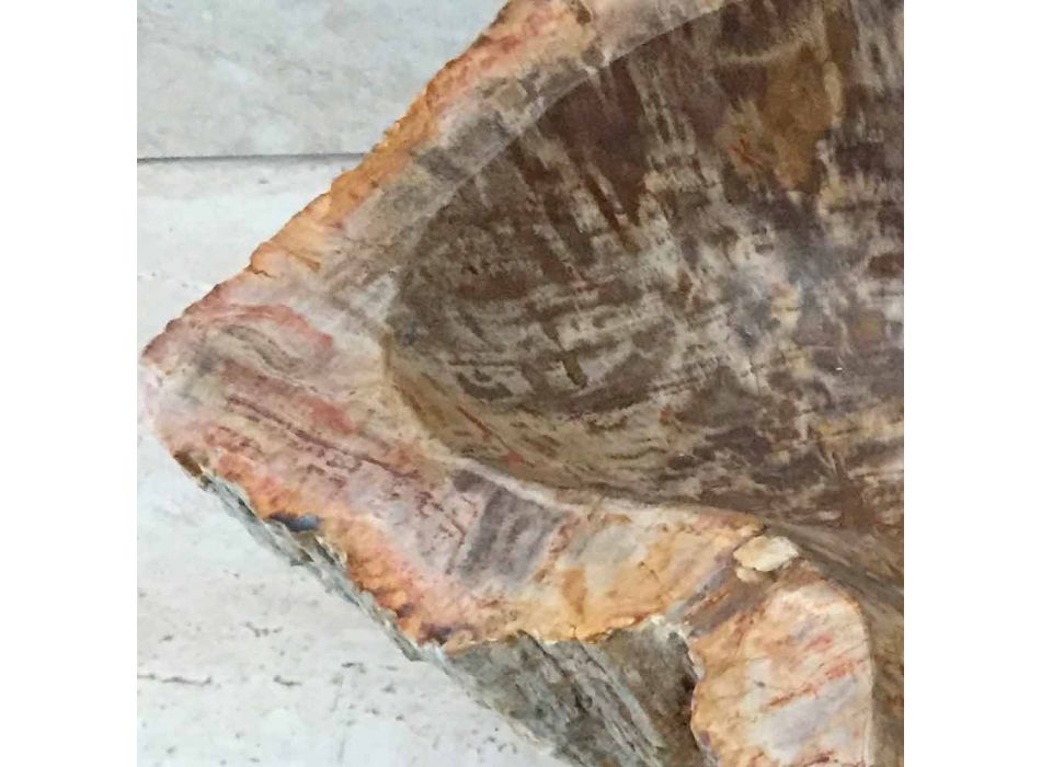 Évier de salle de bains design en bois fossile Star mini, pièce unique Viadurini