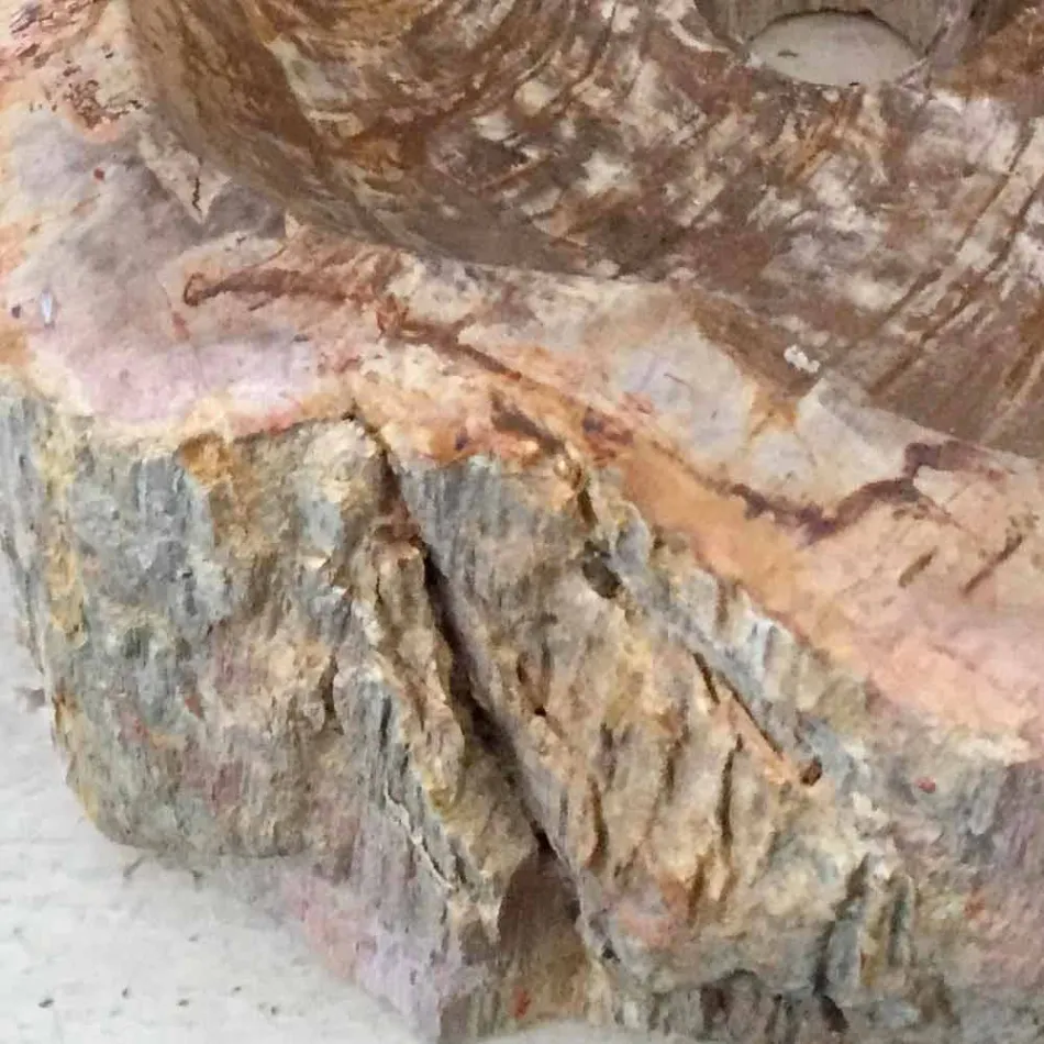 Évier de salle de bains design en bois fossile Star mini, pièce unique Viadurini