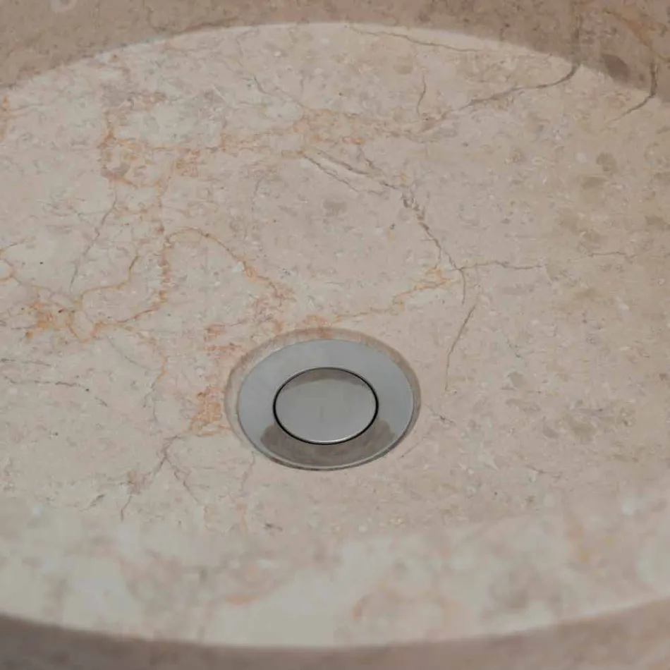 Lavabo de salle de bain sur pied en marbre finition ivoire de forme cylindrique - Cremino Viadurini