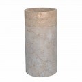 Lavabo de salle de bain sur pied en marbre finition ivoire de forme cylindrique - Cremino