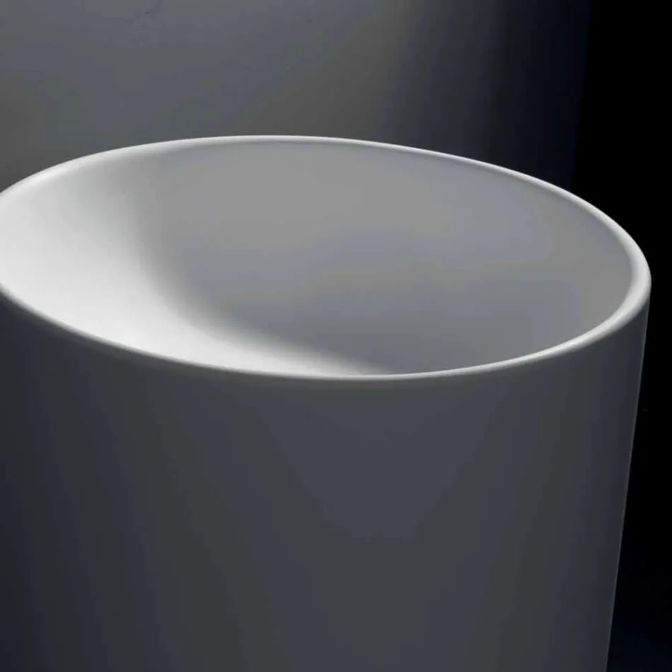 Lavabo de salle de bain sur pied en résine blanche de forme cylindrique - Libertine Viadurini