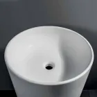 Lavabo de salle de bain sur pied en résine blanche de forme cylindrique - Libertine Viadurini