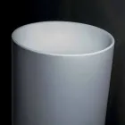 Lavabo de salle de bain sur pied en résine blanche de forme cylindrique - Libertine Viadurini