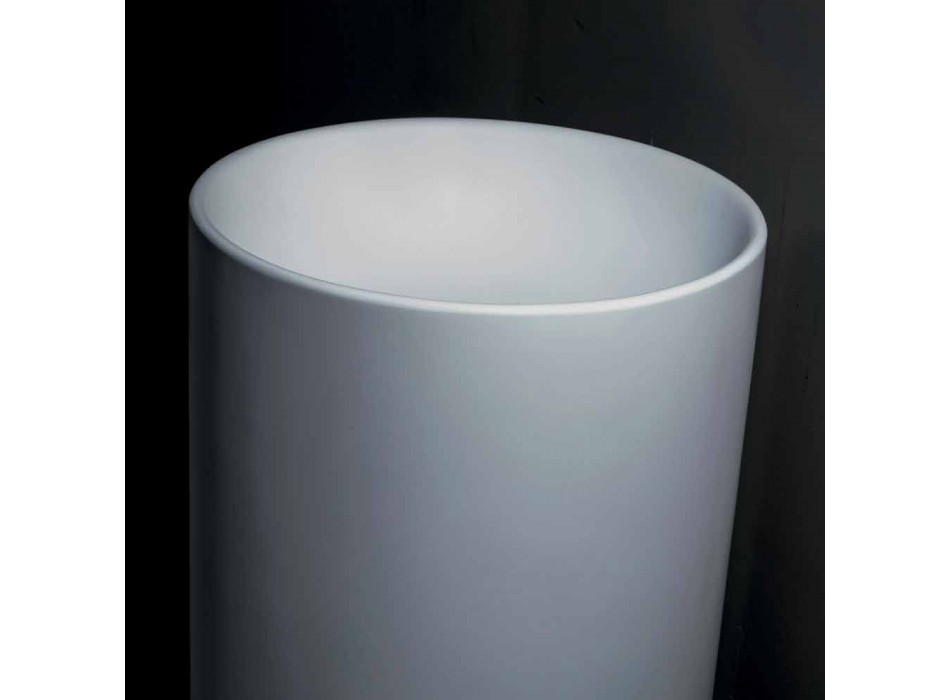 Lavabo de salle de bain sur pied en résine blanche de forme cylindrique - Libertine Viadurini