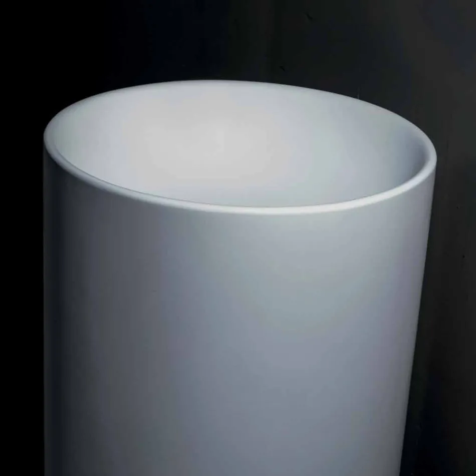 Lavabo de salle de bain sur pied en résine blanche de forme cylindrique - Libertine Viadurini