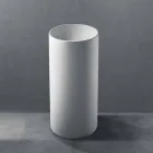 Lavabo de salle de bain sur pied en résine blanche de forme cylindrique - Libertine Viadurini