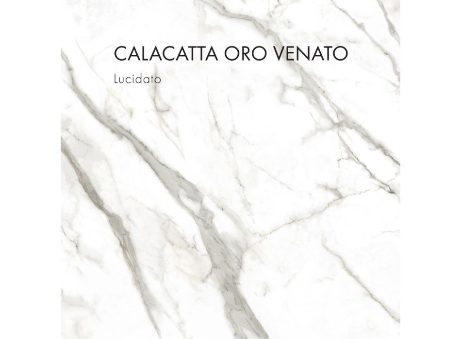 Lavabo de salle de bain en grès cérame effet marbre Made in Italy - Ludmilla Viadurini