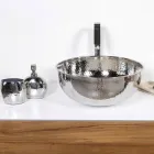 Vasque à poser ronde en laiton chromé martelé - Diamond Viadurini