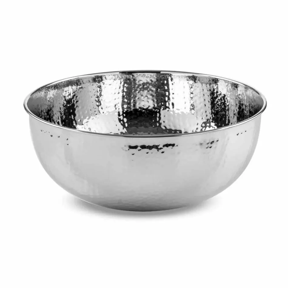 Vasque à poser ronde en laiton chromé martelé - Diamond Viadurini