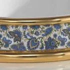 Lavabo semi-encastré en terre cuite et or fabriqué en Italie, Manilo Viadurini