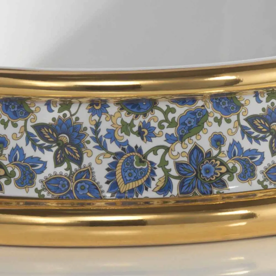 Lavabo semi-encastré en terre cuite et or fabriqué en Italie, Manilo Viadurini