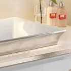 Lavabo semi-encastré en terre cuite et platine fabriqué en Italie, Guido Viadurini