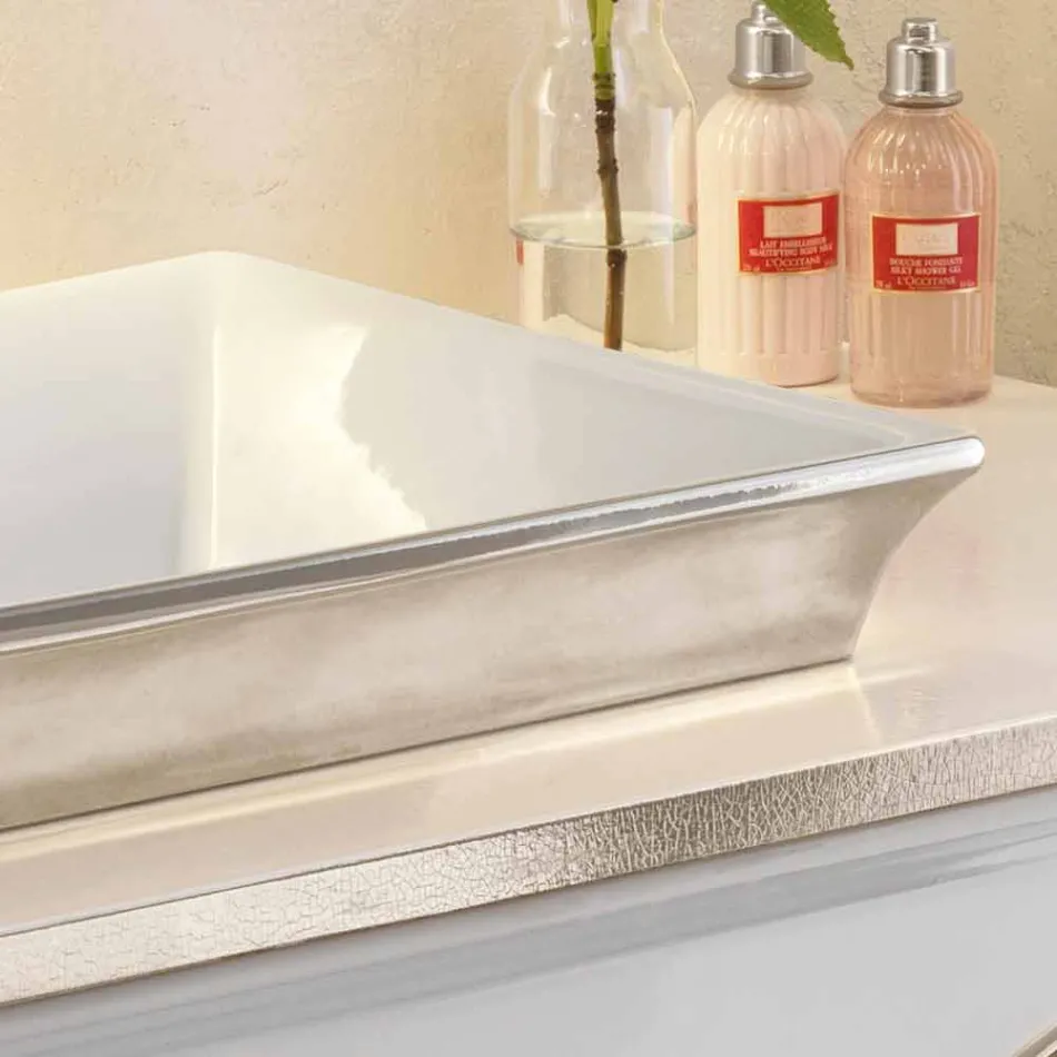 Lavabo semi-encastré en terre cuite et platine fabriqué en Italie, Guido Viadurini