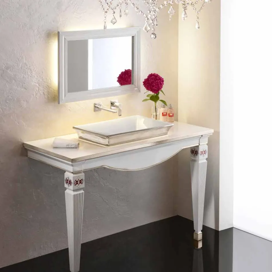 Lavabo semi-encastré en terre cuite et platine fabriqué en Italie, Guido Viadurini
