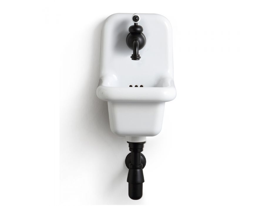 Lavabo de salle de bain suspendu au design moderne en céramique colorée 26 cm - Jordan Viadurini