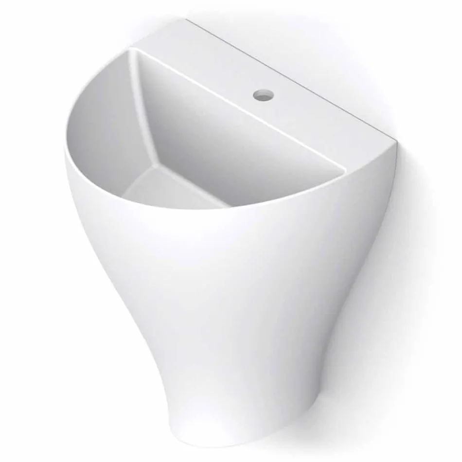 Lavabo de salle de bain moderne suspendu en céramique fabriqué en Italie, Fiorello Viadurini