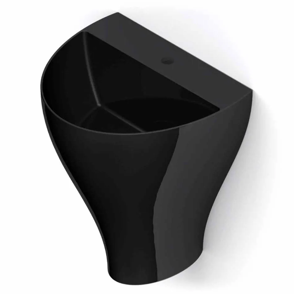 Lavabo de salle de bain moderne suspendu en céramique fabriqué en Italie, Fiorello Viadurini