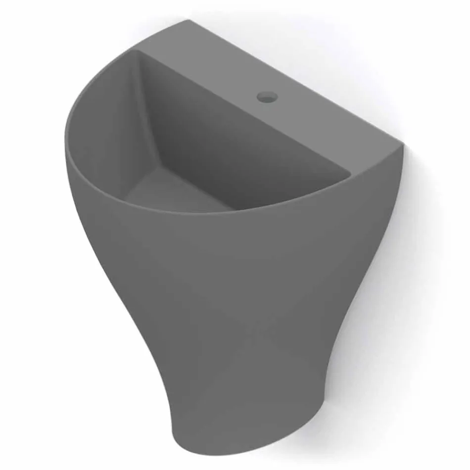 Lavabo de salle de bain moderne suspendu en céramique fabriqué en Italie, Fiorello Viadurini