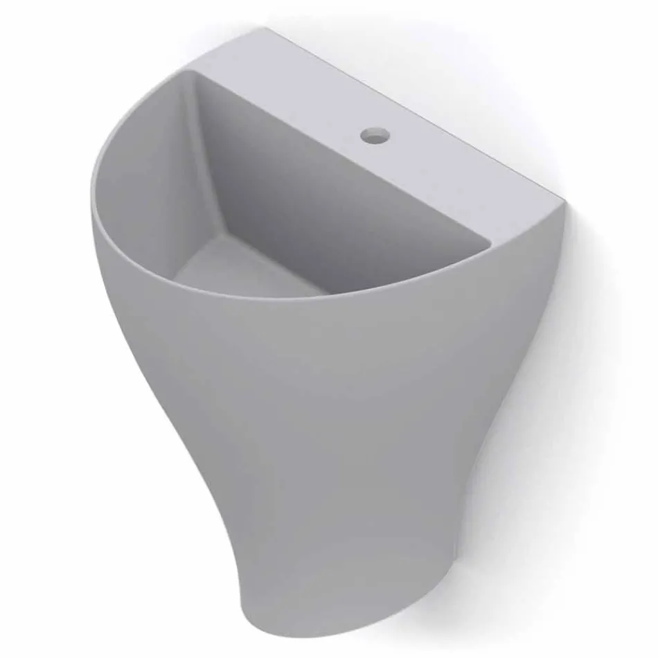 Lavabo de salle de bain moderne suspendu en céramique fabriqué en Italie, Fiorello Viadurini