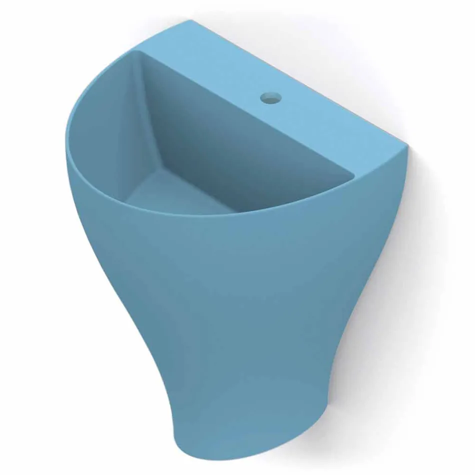 Lavabo de salle de bain moderne suspendu en céramique fabriqué en Italie, Fiorello Viadurini