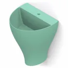 Lavabo de salle de bain moderne suspendu en céramique fabriqué en Italie, Fiorello Viadurini
