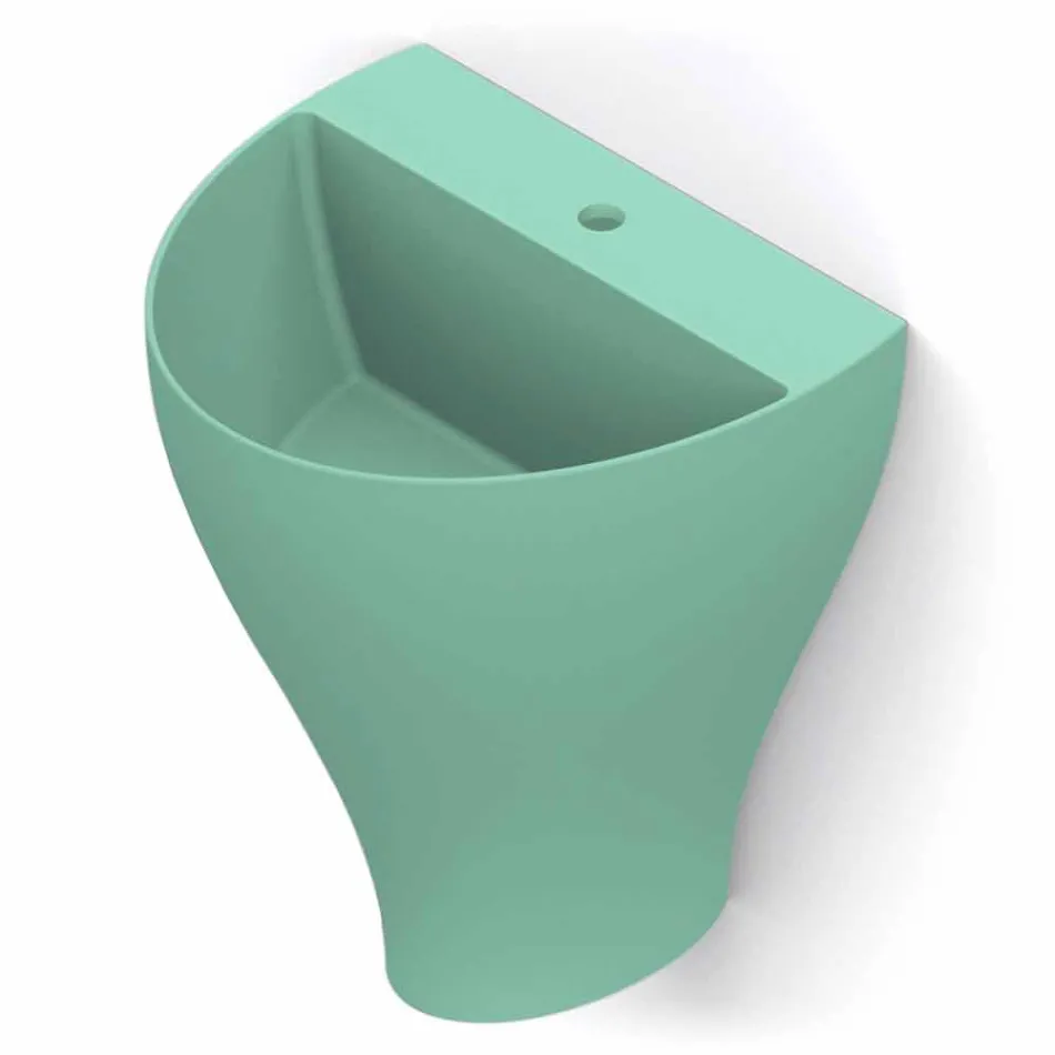 Lavabo de salle de bain moderne suspendu en céramique fabriqué en Italie, Fiorello Viadurini