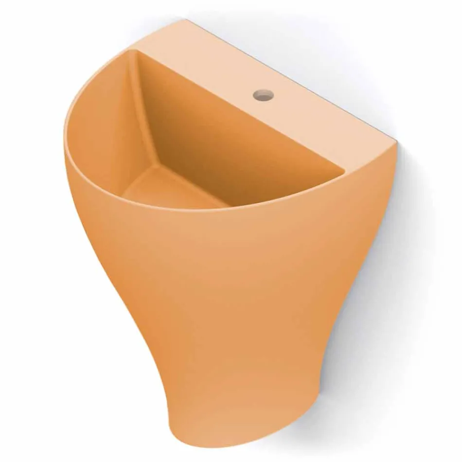 Lavabo de salle de bain moderne suspendu en céramique fabriqué en Italie, Fiorello Viadurini