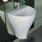 Lavabo de salle de bain moderne suspendu en céramique fabriqué en Italie, Fiorello Viadurini