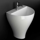 Lavabo de salle de bain moderne suspendu en céramique fabriqué en Italie, Fiorello Viadurini