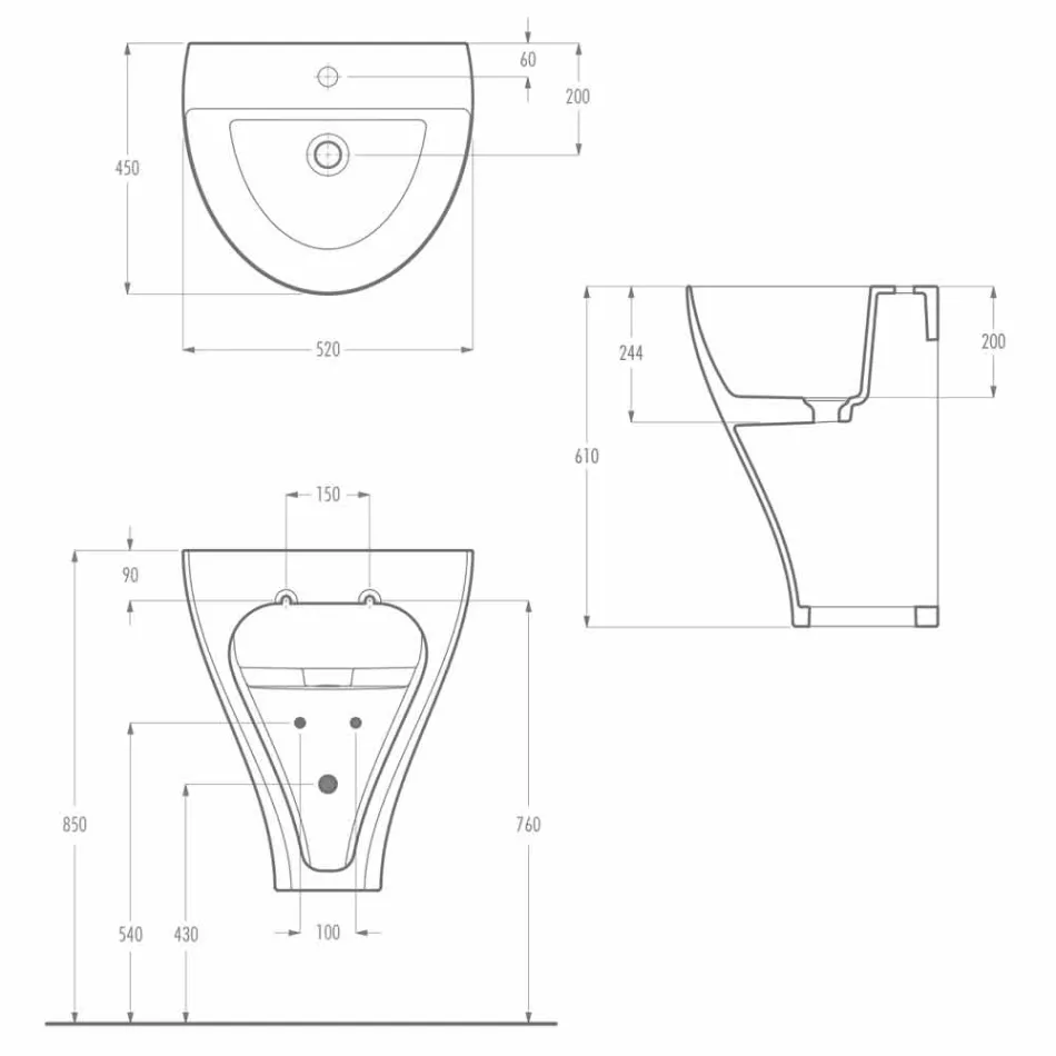 Lavabo de salle de bain moderne suspendu en céramique fabriqué en Italie, Fiorello Viadurini