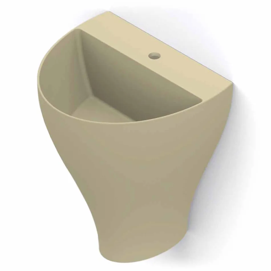 Lavabo de salle de bain moderne suspendu en céramique fabriqué en Italie, Fiorello Viadurini