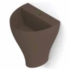 Lavabo de salle de bain moderne suspendu en céramique fabriqué en Italie, Fiorello Viadurini