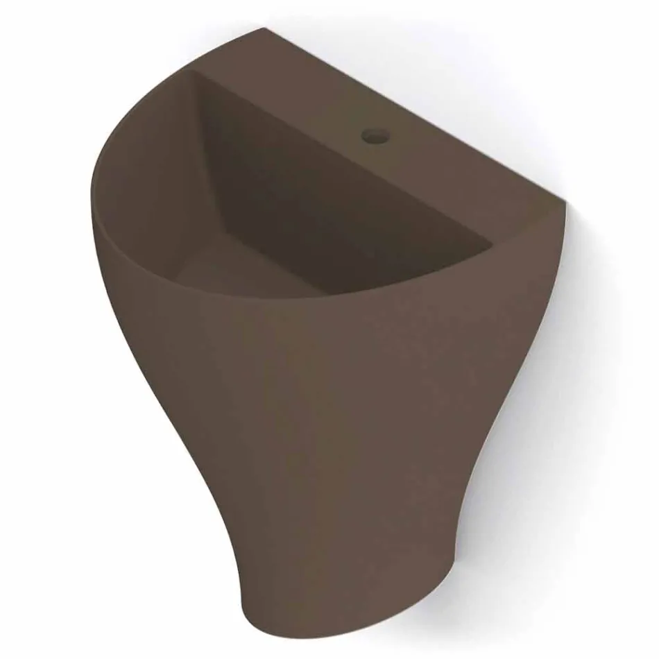 Lavabo de salle de bain moderne suspendu en céramique fabriqué en Italie, Fiorello Viadurini