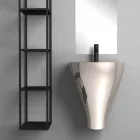 Lavabo de salle de bain moderne suspendu en céramique fabriqué en Italie, Fiorello Viadurini