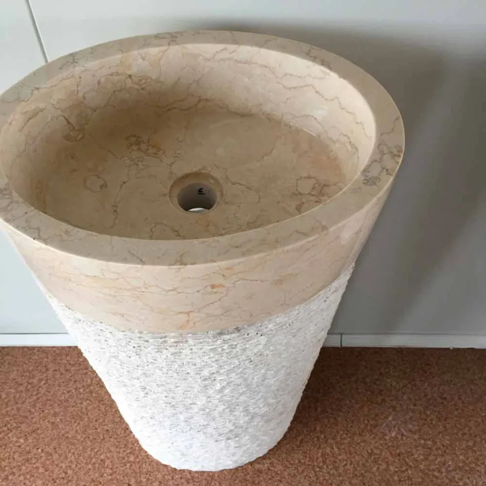 Lavabo design en pierre naturelle blanche Siro, pièce unique Viadurini