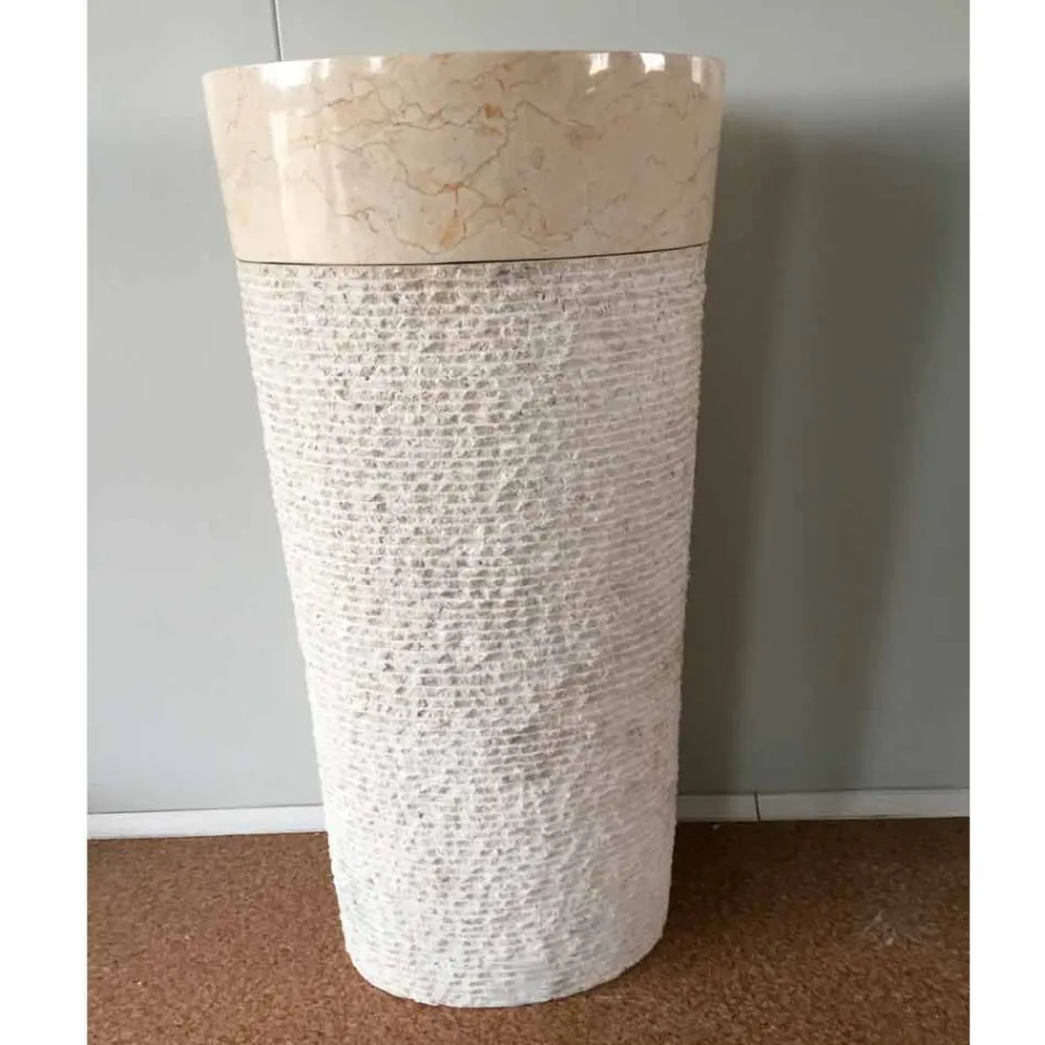 Lavabo design en pierre naturelle blanche Siro, pièce unique Viadurini