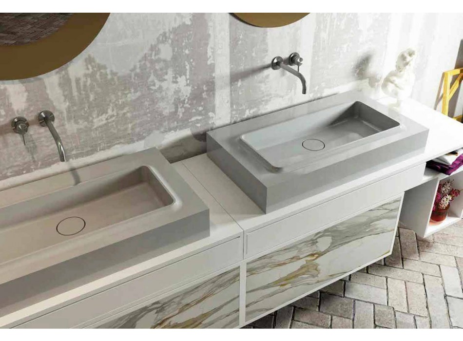 Lavabo central et plan de toilette design fabriqué en Italie Voghera Viadurini