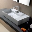 Plan de toilette en céramique design moderne fabriqué en Italie Soleil 65x40 cm Viadurini
