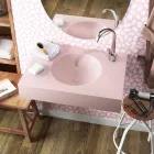 Évier suspendu circulaire en Luxolid rose fabriqué en Italie, Ruffano Viadurini