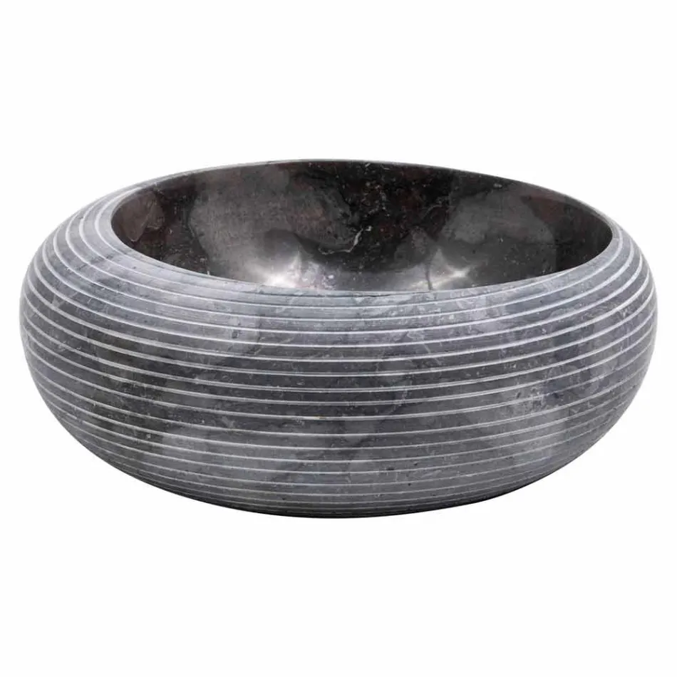 Lavabo à poser circulaire en marbre fait à la main, Bubbio Viadurini