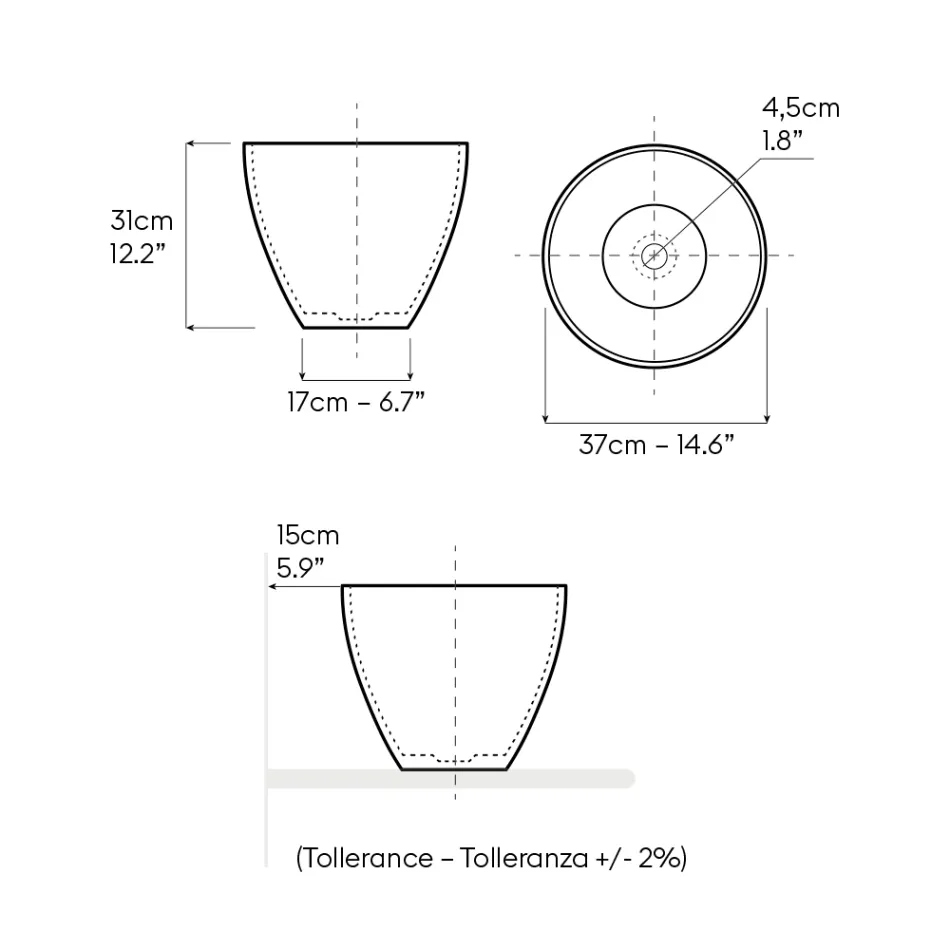 Lavabo conique à poser en céramique tournée à la main - Orbite Viadurini
