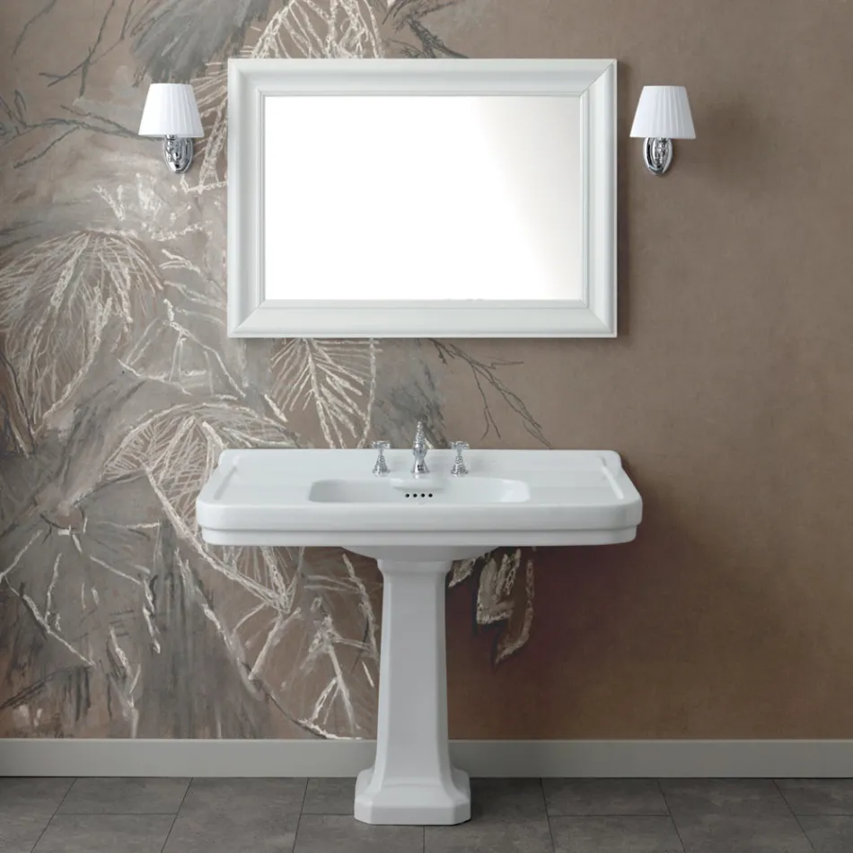 Lavabo Colonne Console en Céramique Blanche Fabriqué en Italie - Wollie Viadurini